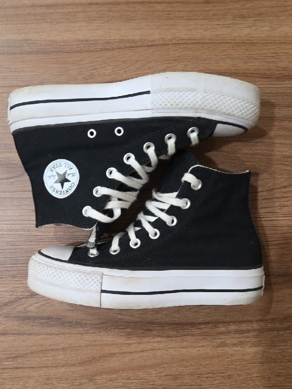 Converse Black & White High Top Platform Sneakers